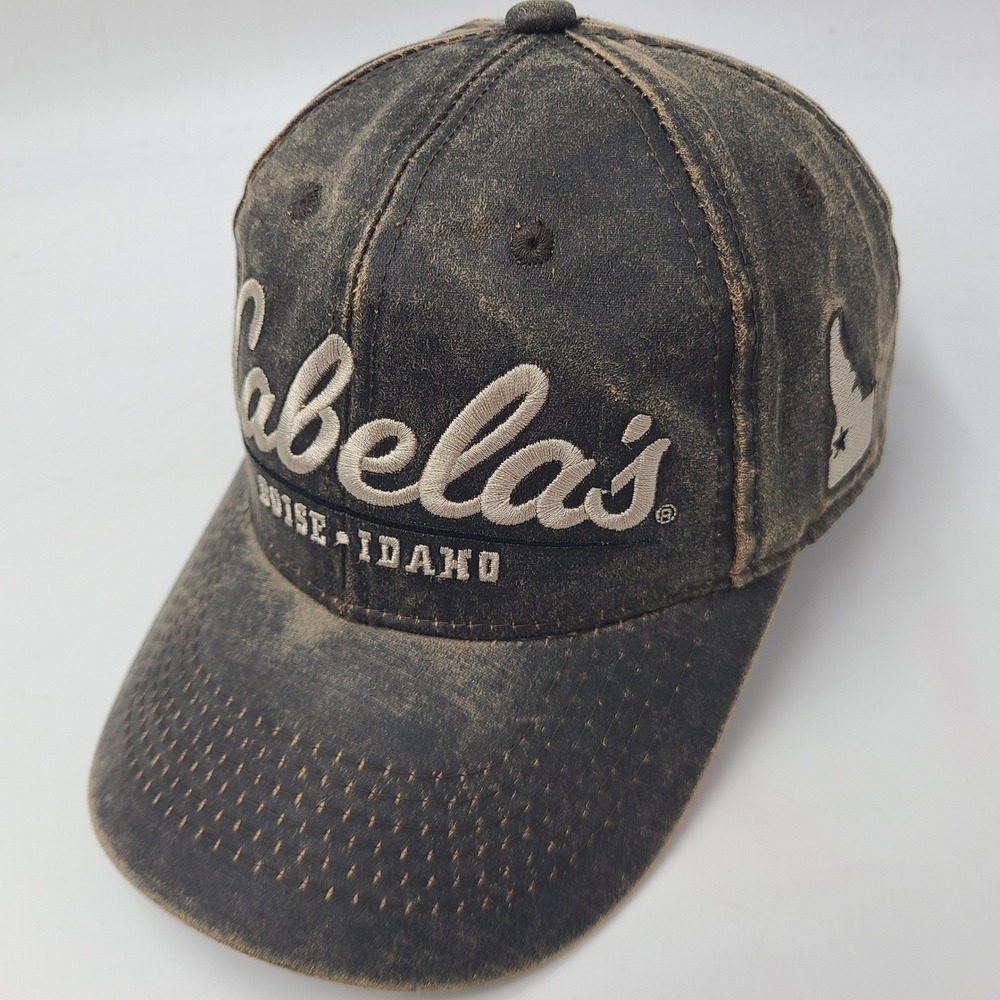 Cabelas Hat Adjustable Brown Boise Idaho Waxed Cotton Hunting Fishing Outdoors